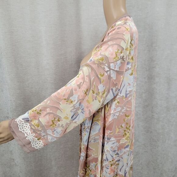 Upcycled Tie Front Burnout Duster Longline Long Sleeves - Picture 9 of 14